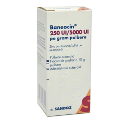 Baneocin 250 UI 5000 UI pe gram Pulbere, Flacon10g, Sandoz